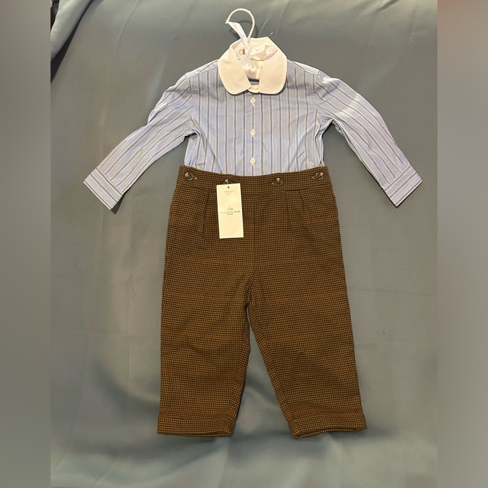 NWT $225 Polo Ralph Lauren Baby Boys Size 12 Months Lawyer Shirt and Pants Set